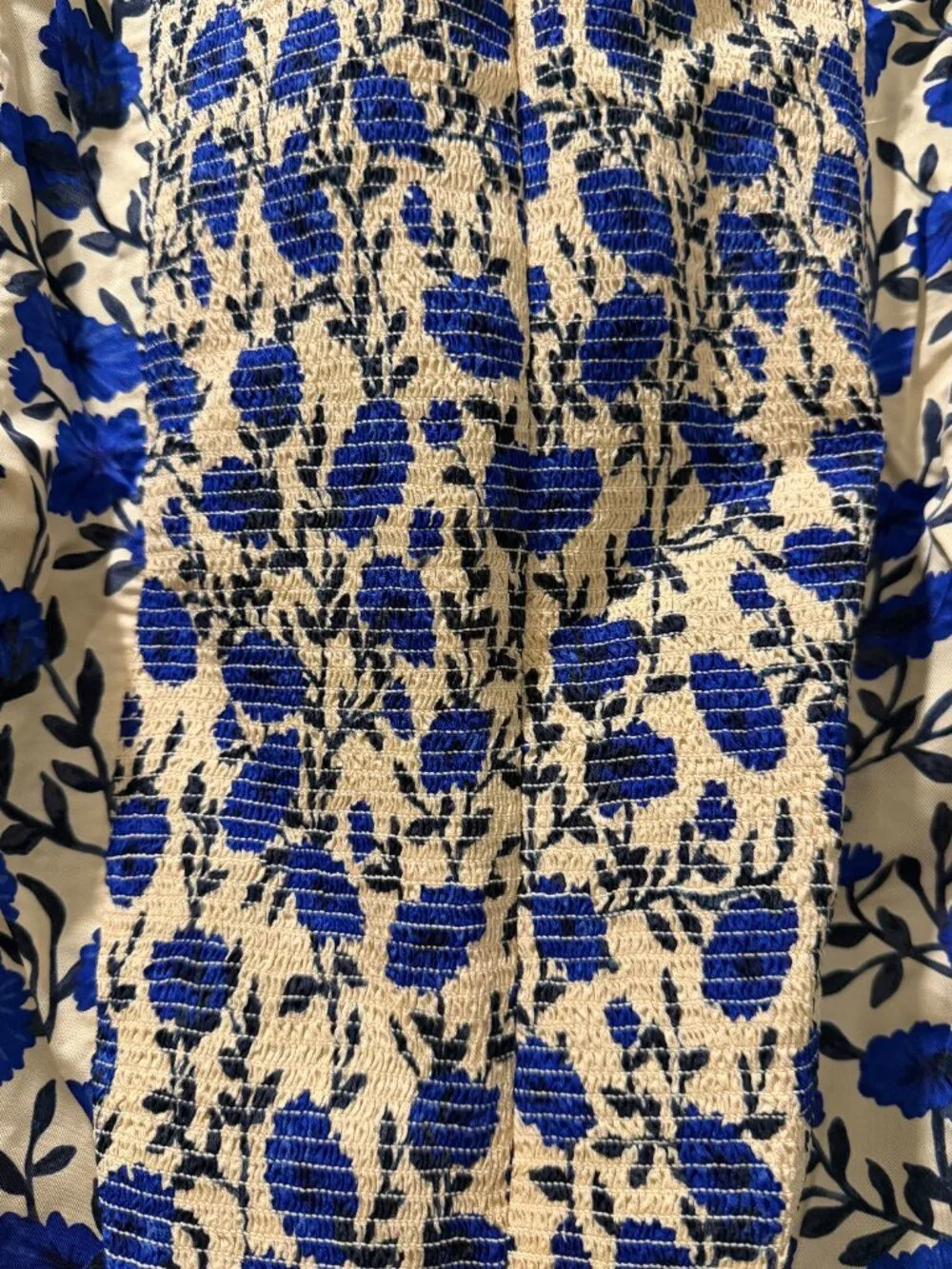 J. Crew Cream Floral Blouse with Blue Flower Print